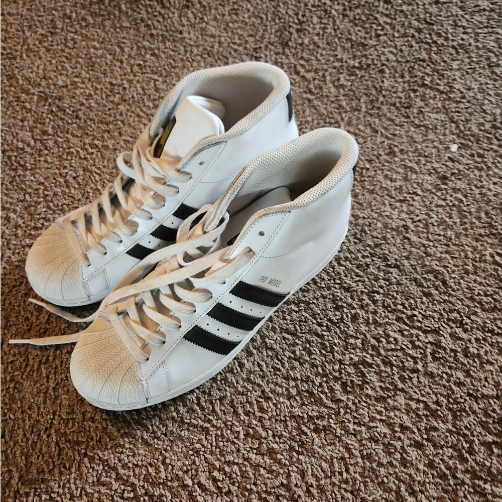 Adidas White and Black High-Top Sneakers